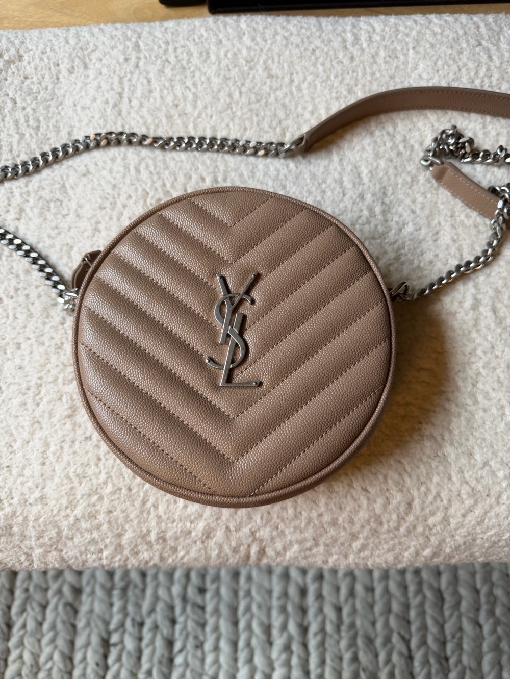 Saint Laurent Round Quilted Leather Crossbody Bag
